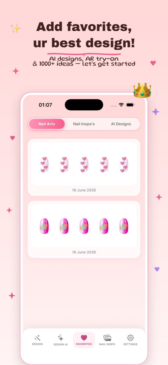 NailUP favorites lookbook with saved nail designs